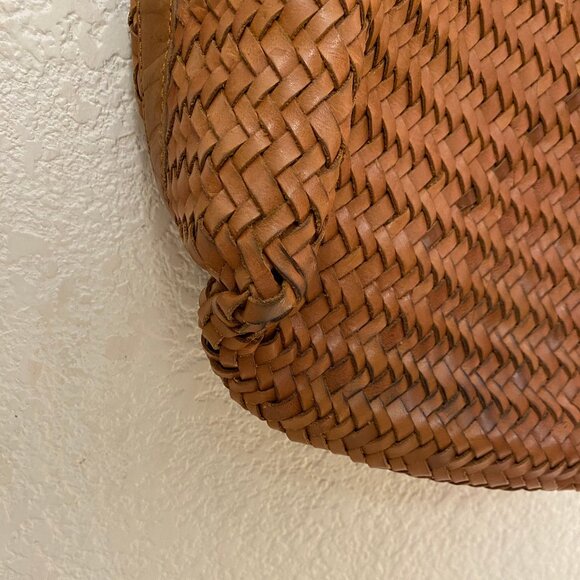 Madewell Woven Leather Transport Tote Bag Crossbody Burnished Caramel Size Med. - Picture 8 of 11